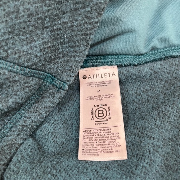 ATHLETA Stroll Fleece Moto Vest in Borealist Green (Teal) M NWT - Picture 12 of 14